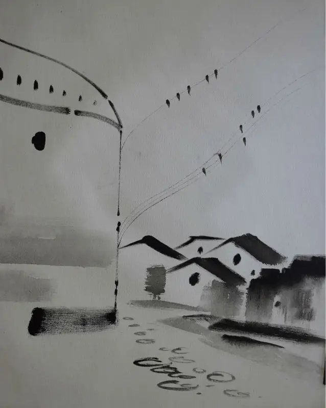 

Ручная роспись масляным дождем на холсте Современная Абстрактная черная белая вода пейзаж холст живопись стена искусство картина для комнаты