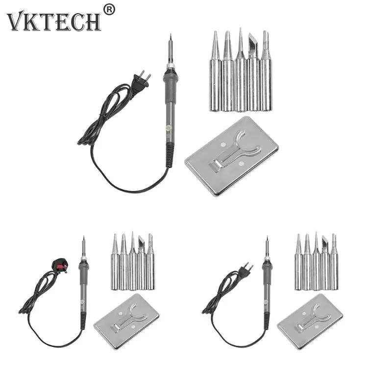 Регулируемый температурный Электрический паяльник 60 Вт сварочная наладочная станция для пайки теплового карандаша 5 шт. наконечники ремонтные инструменты