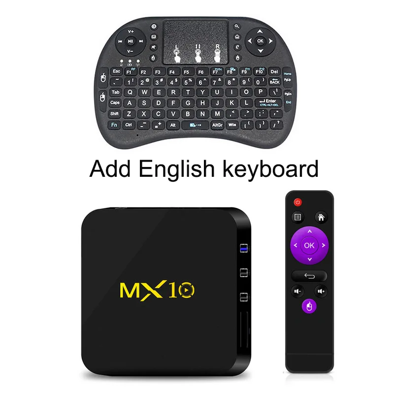 ROM 64G EN Keyboard MX10 Android ТВ BOX Android 9,0 RK3328 4 ядра 4G Оперативная память 64G Встроенная память 3D 4 K HDR10 H.265 USB 3,0 Media Player IP ТВ телеприставки OS 8,1 - Цвет: ROM 64G EN Keyboard