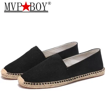 

MVP BOY 2018 Men Casual Shoes Canvas Espadrille Men Flats Hemp Bottom Fisherman Shoes For Spring/Autumn Men Loafers Flats