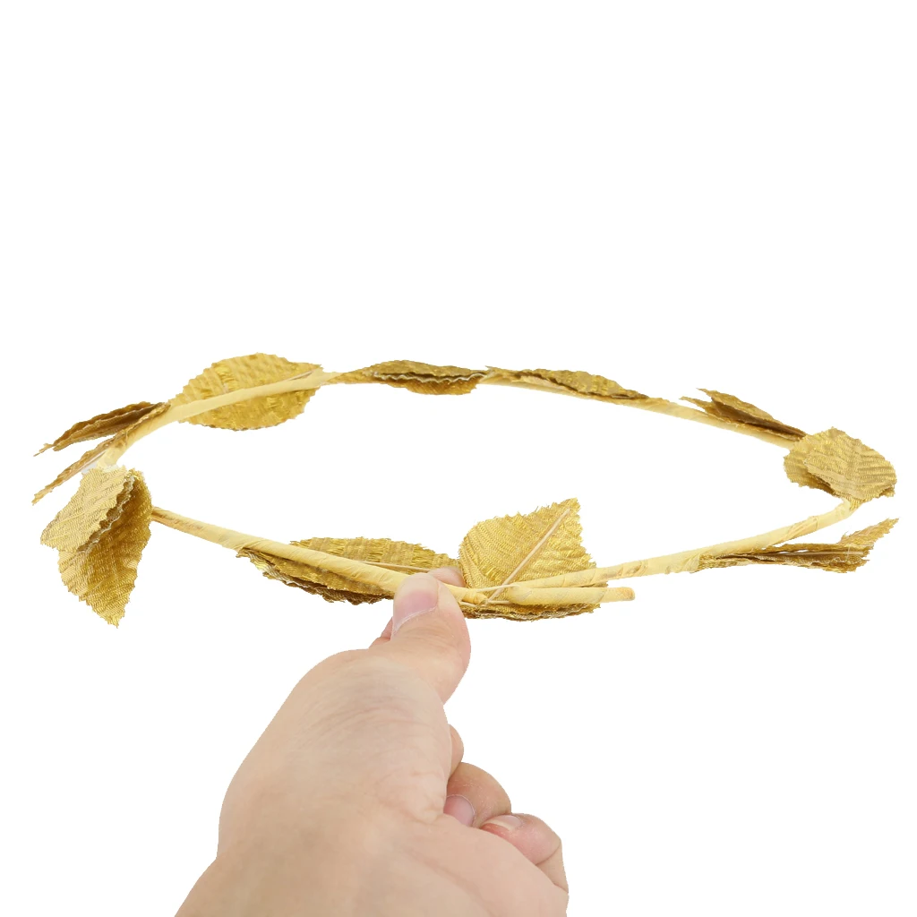 10pcs Green Gold Leaves Headwear Roman Greek Goddess Laurel Wreath Headbands Summer Beach Photo Props