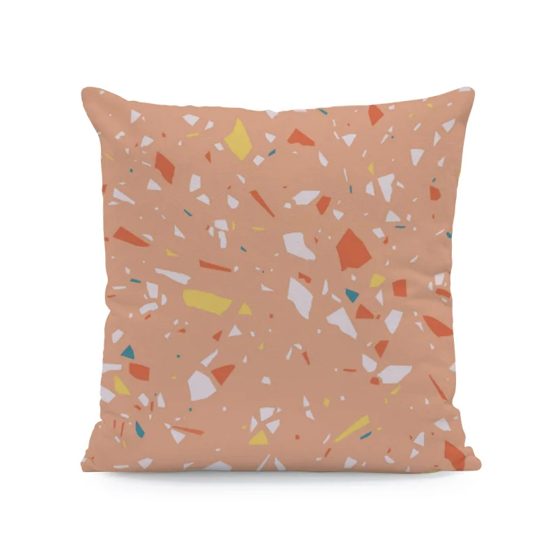 Fashion Literary Terrazzo Hug Pillow Stone Shard Stitching Pattern Comfortable Cushion Cover 45Cm Peach Skin Decorative Bedroom