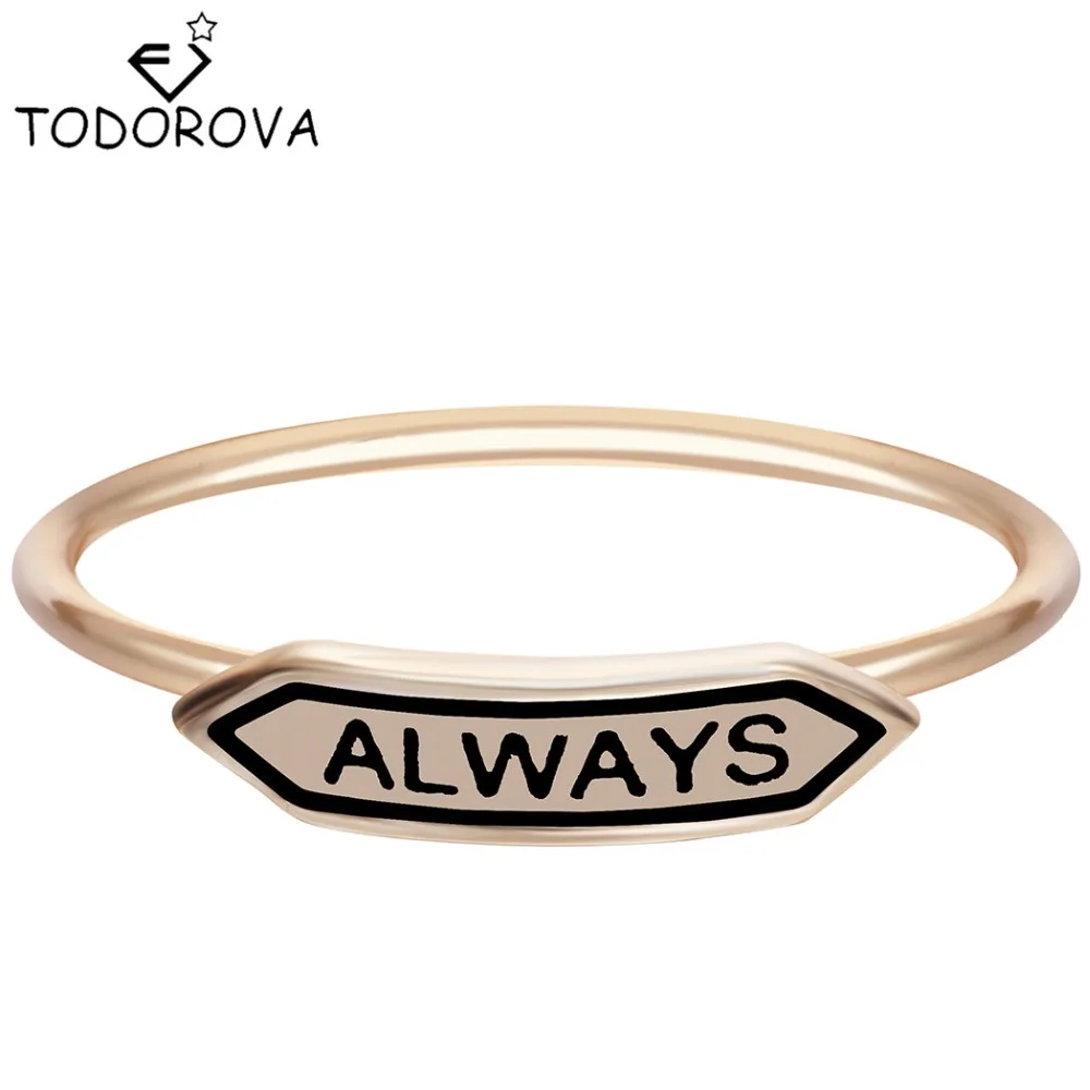 

Todorova Unique Letter Always Ring Fandom Gift for Women Girls Signboard Band Rings Inspired Deathly Hallows Ring