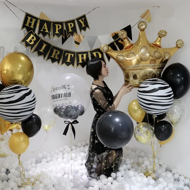 Globos grandes dorados corona boda Feliz cumpleaños globos 