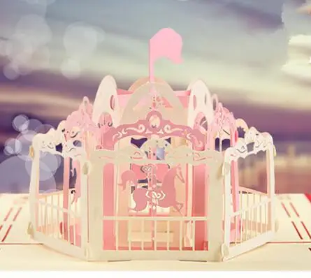 Новое поступление 3D Поздравительные открытки Merry Go Round для Дня святого Валентина