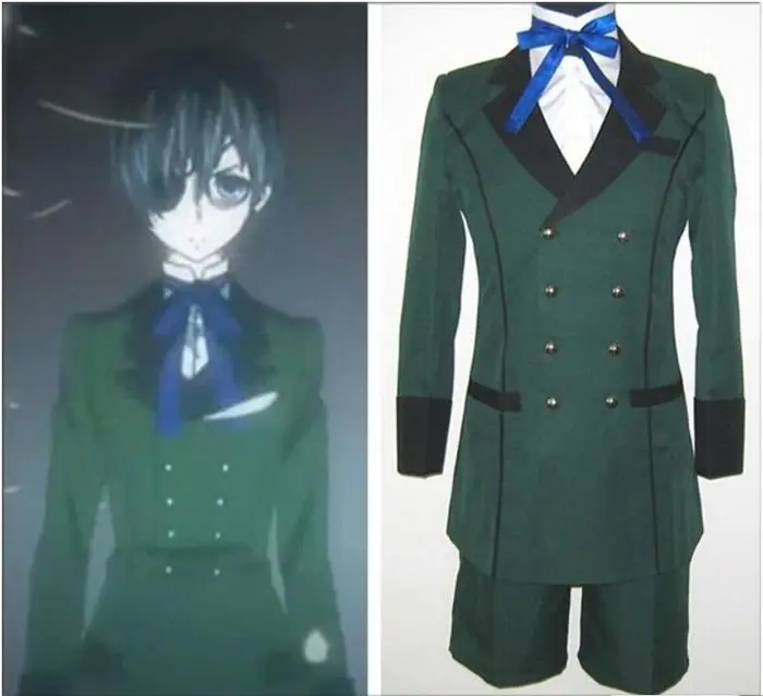 Аниме Черный дворецкий kuroshitsuji Ciel Phantomhive маскарадный костюм зеленый комплект