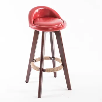 

Wooden Swivel Bar Stool Chair With Leather Seat&Back Mahogany Finish Coffee Cafe Bar Kitchen Furniture Chair Stool Height 73cm