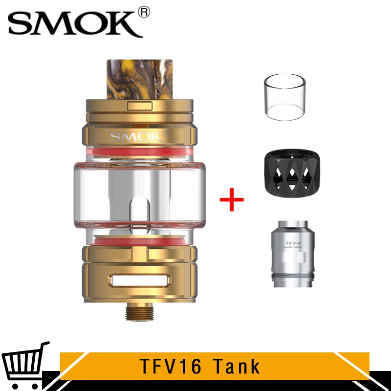 

Tank Original SMOK TFV16 Tank 9ml Atomizer with TFV16 Mesh Coil 0.17ohm Vape Vaporizer Tank vs TFV8/TFV12 Prince