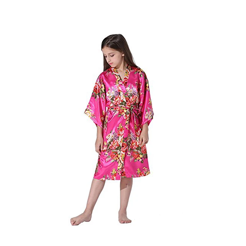 Халат кимоно атласный с цветочным принтом для девочек|robe kimono|robe roberobe for wedding |