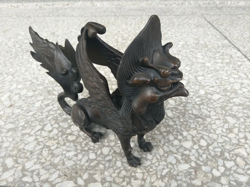 Редкая статуя старого династии Цин Медный Орел зверь/скульптура Лучшие поделки и