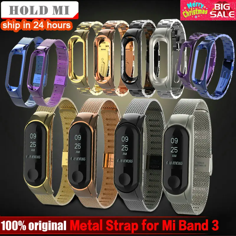 

KGG Xiaomi Mi Band 3 Metal Strap Genuine Leather Strap and Stainless Steel Strap for Xiaomi Mi band 3 Smart Bracelet Sport Strap