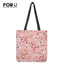 FORUDESIGNS/Модная женская сумка-тоут bolsa tela с рисунком медсестры, Холщовая Сумка, Подростковая книга для девочек, Экологичная сумка-шоппер, Льняная сумка