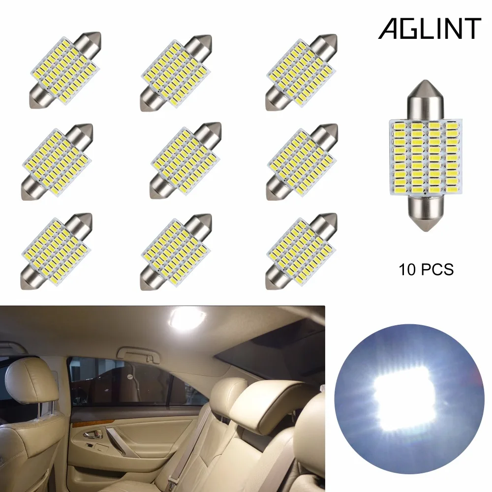 Автомобильный светодиодный светильник AGLINT 10 шт. гирлянда C5W 36 мм 3014 чип s