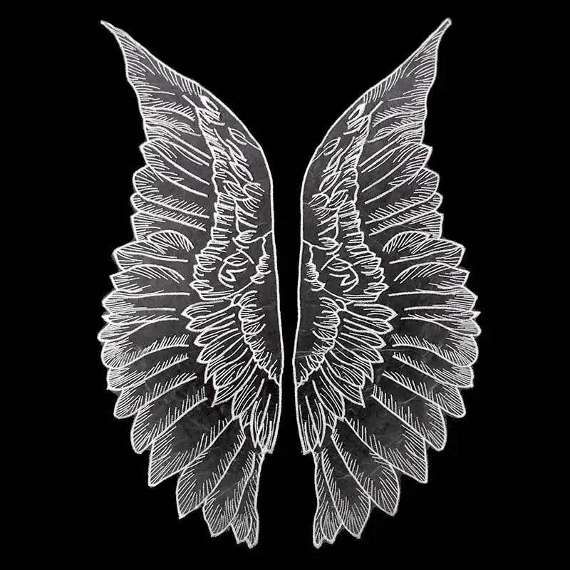 2PCS Luxury Tulle Organza Lace Fabric Wings Applique Patches Embroidery Sewing Trimmings Dress Guipure Supplies