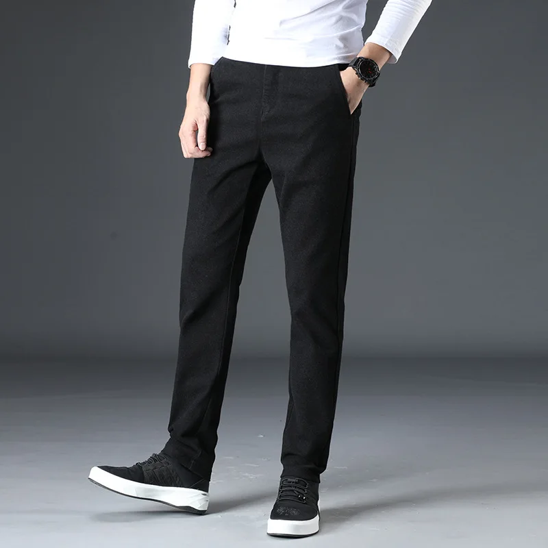 Брюки Для мужчин Бизнес Повседневное длинные брюки Для мужчин s хлопок Slim Fit Stretch Карандаш Брюки Черная; большого размера высокое качество