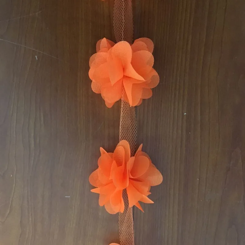 2 ярдов/24 шт 3D шифон кластер Цветы Кружева платье украшения кружевной ткани аппликация отделка Швейные принадлежности