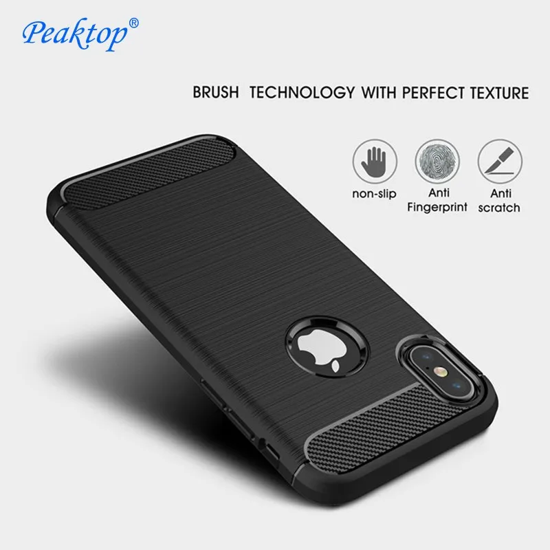 cheap Peaktop Carbon Fiber Phone Case For iPhone 6 Case 6s SE 5 5s Cases Soft Anti Knock Cover For iPhone 7 8 Plus Case Capa Coque