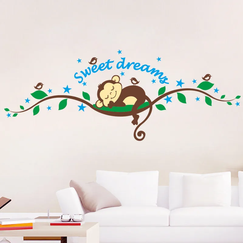 Обезьяна лес DIY художественная виниловая Цитата Наклейка на стену Спальня наклейка Настенные обои детская комната украшение