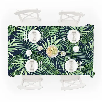 

Leaves Printed Polyester Table Cloth Waterproof 2018 New Oilproof Tablecloths for Weddings Nordic Style Rectangular Table Cover