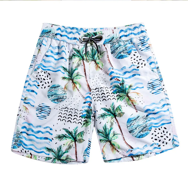 

New Couple Beach Shorts Leisure Loose Leaves Flat Angle Quick Dry Seaside Surf Shorts Men Women Large Size Swimming Trunks