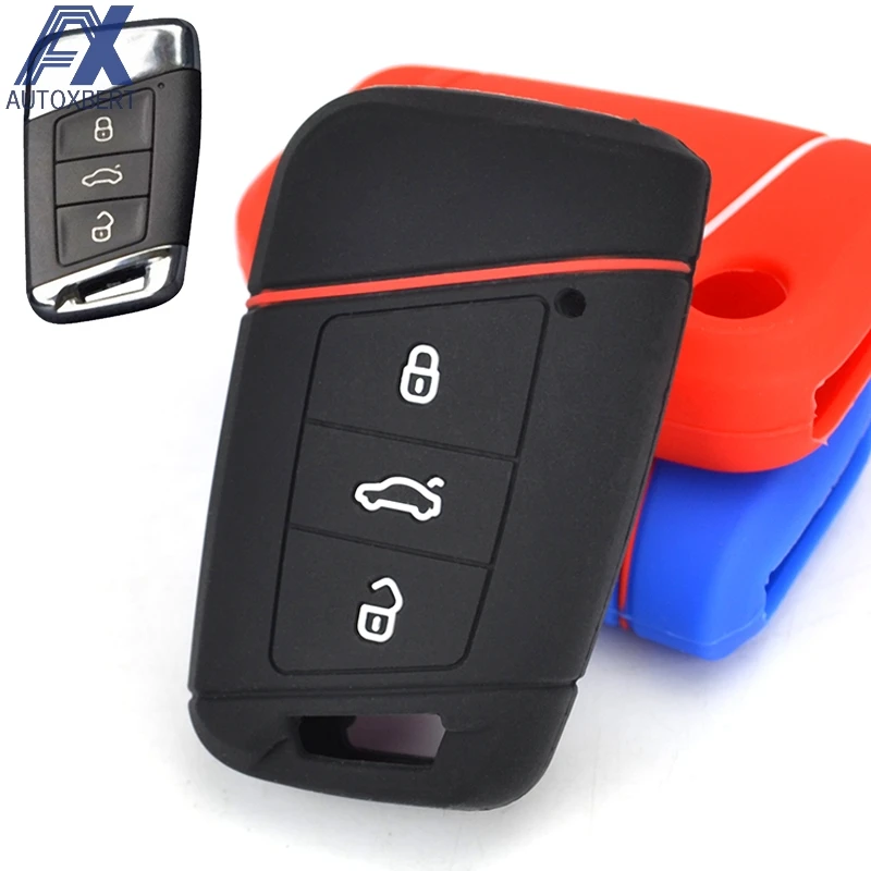 

AX Remote Silicone Key Case Key Cover For VW Passat B8 2016 2017 for Skoda Superb A7 Key Fob Pocket Shell Holder Keychain Ring