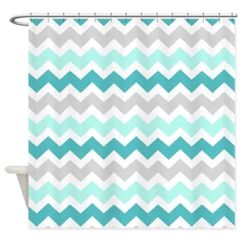 

Blue Grey Chevron Pattern Decorative Fabric Shower Curtain Set and Anti-slip Floor Mat Outdoor Rugs