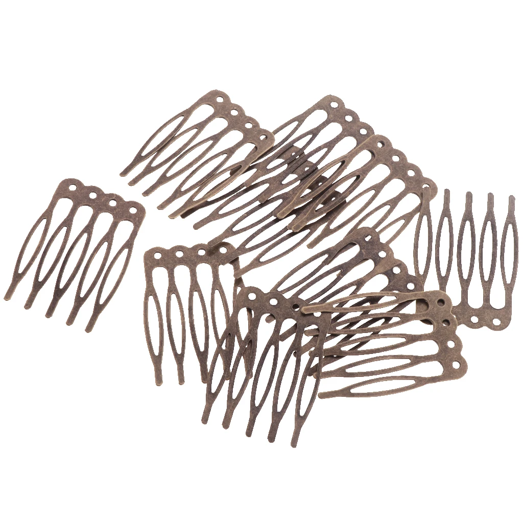 Vintage Blank Metal Hair Comb for Bridal Hair Accessories DIY 2.7cm Bronze