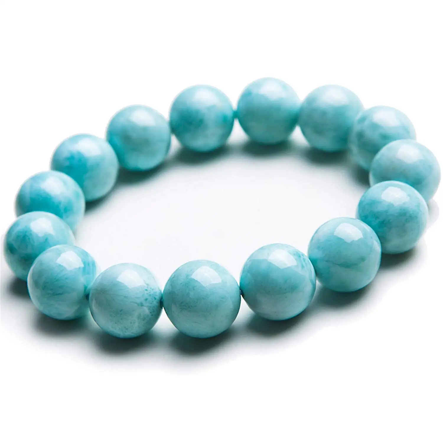 

14mm Natural Larimar Stone Bracelets Men Women Gift Water Pattern Crystal Jewelry Blue Gemstone Round Beads Bracelet AAAA