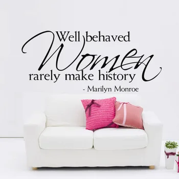 

well behaved women rarely make history Marilyn Monroe Quotes Wall Decals Removable Vinyl for Home Wall Stickers Bedroom Decor