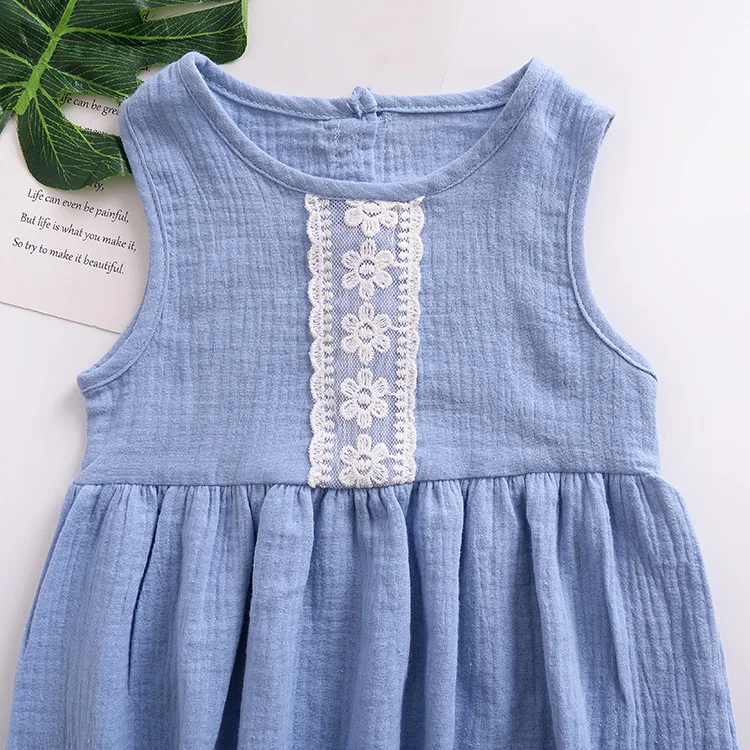 Mother nest Summer Girls Lace Vest Dress Cotton Princess Newborn Clothes Soft Children Party Dresses Kids Sleeveless Clothing  (29)