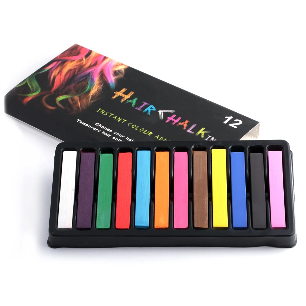 12 Color Soft Pastels Salon Kit Fast Temporary Short Hair Dye Chalk