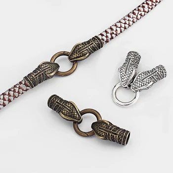 

1sets Snake Head End Cap Spring Clasp for 10mm Round Leather Cord Bracelet Necklace Jewelry Making Finding