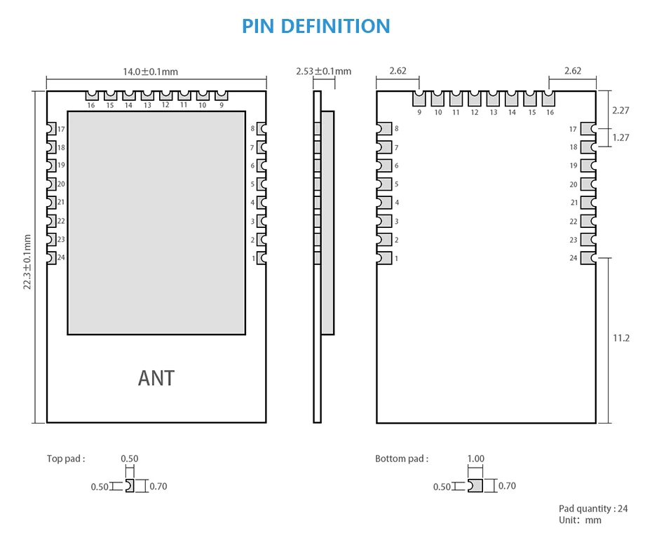 Модуль Bluetooth 2,4 ГГц CC2541 Ble 4,0 ibeacon радиочастотный передатчик приемник E104-BT01 SMD iot SPI 2,4 ГГц беспроводной модуль приемопередатчика