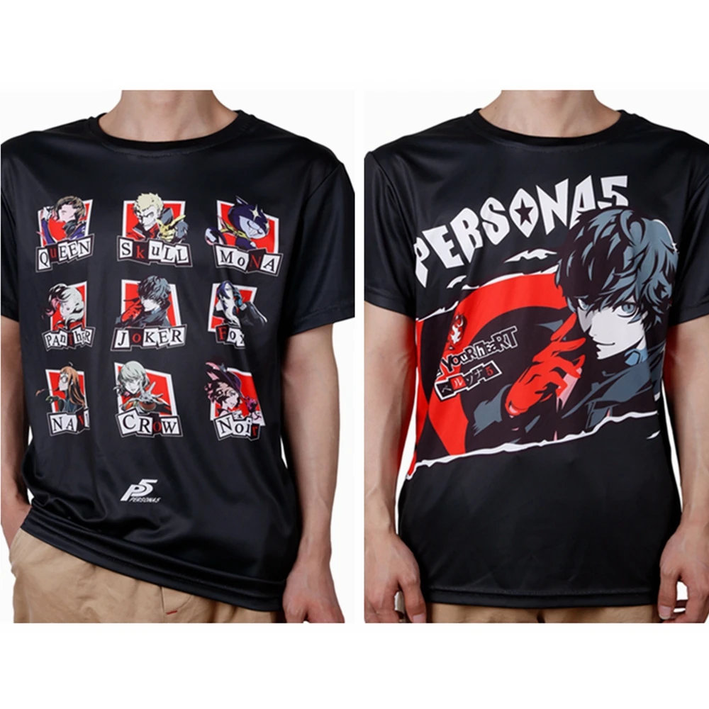 

Anime Persona 5 Ren Amamiya Joker Cosplay Shirt P5 Skull Mona Panther Navi Crow Noir T-Shirt Tops Tee Women Men t shirt tshirt