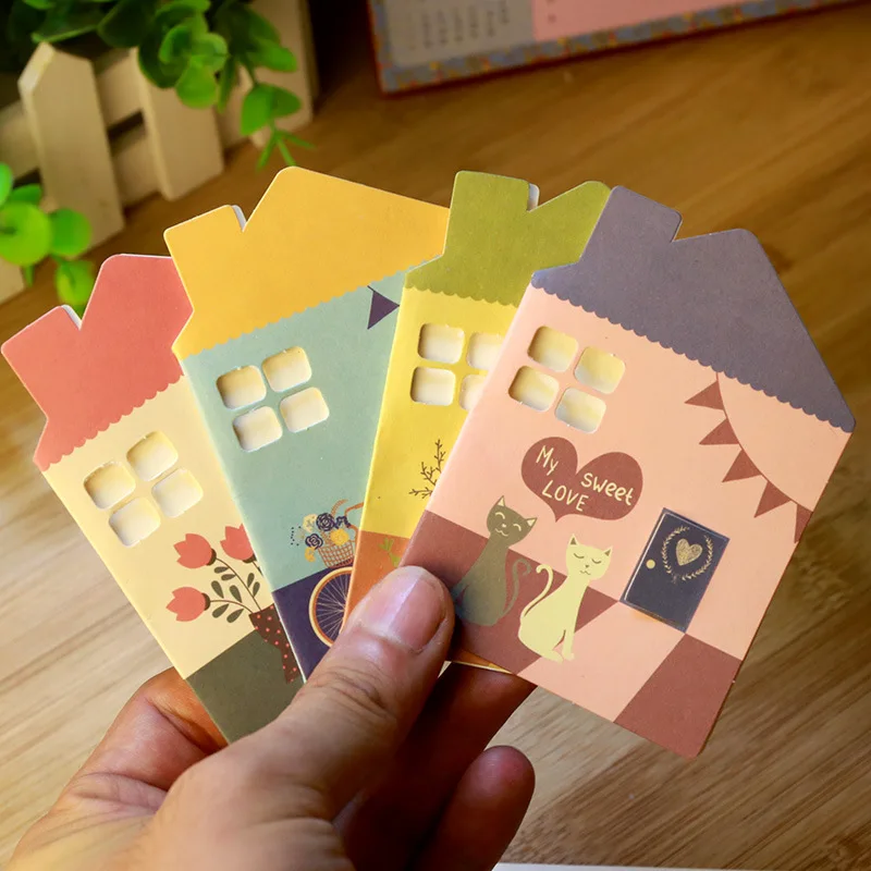 free ship1lot52pcsweet greeting cards hollow house