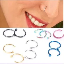 1 шт. Сексуальное Женское кольцо в нос имитация c Форма пенсне нострилы для пирсинга нержавеющая сталь 316L антиаллергическое серебро черное золото