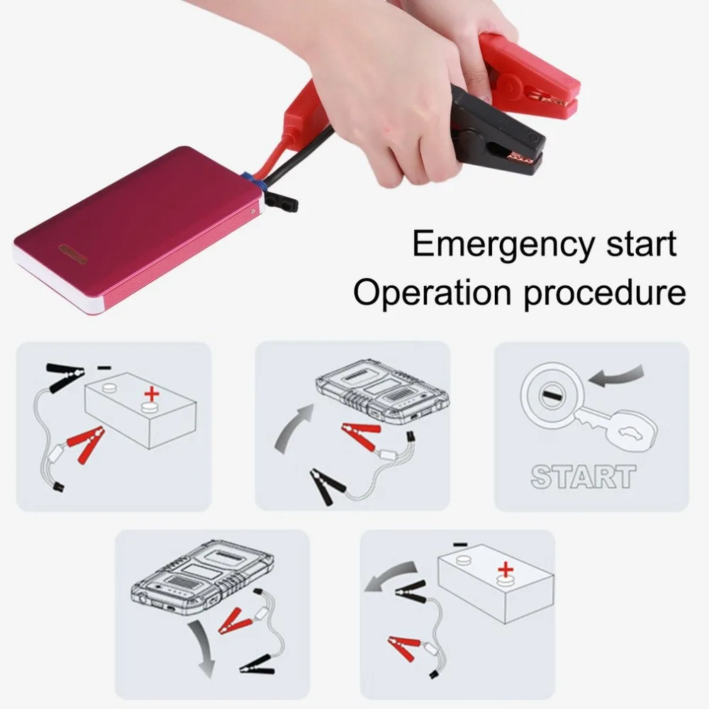 30000mah Portable Car Jump Starter Pack Booster LED Charger Battery Power Bank Portable Emergency Power Supply Metal Casing