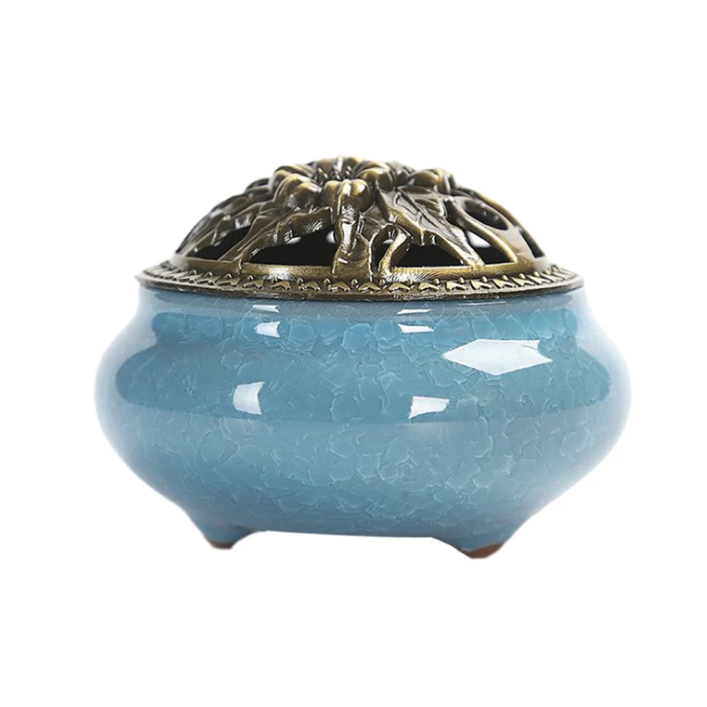 Ceramic Incense Burner Holder Joss Stick Cones Spiral Sandalwood Censer Office Home Living Room Decor Crafts