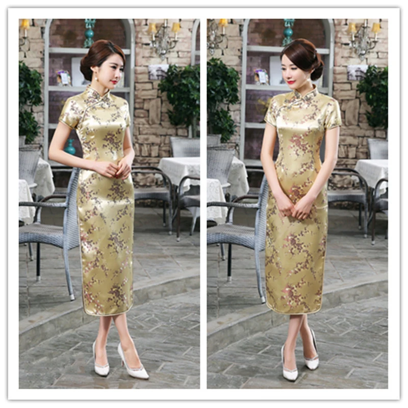 17 цветов китайские традиционные костюмы Женское облегающее платье Cheongsam Tang костюм Дракон и Феникс раскол платье сексуальное кимоно