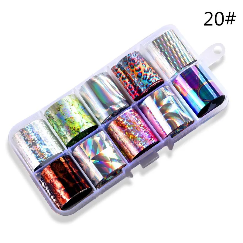 

10Pcs Nail Star Sticker Set Holographic Nail Foil Set Starry Adhesive Glitters Sticker DIY Transfer Paper Colorful Laser