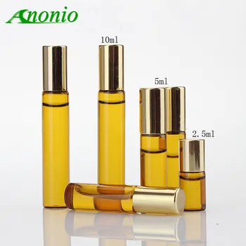 

100pcs Refillable 2.5ml 5ml 10ml Mini Roll On Glass Bottles for Essential Oil Roller Ball Perfume Glass deodorant container HH0C