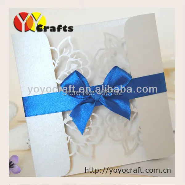 INC39 white flower design handmade birthday invitation cards wedding