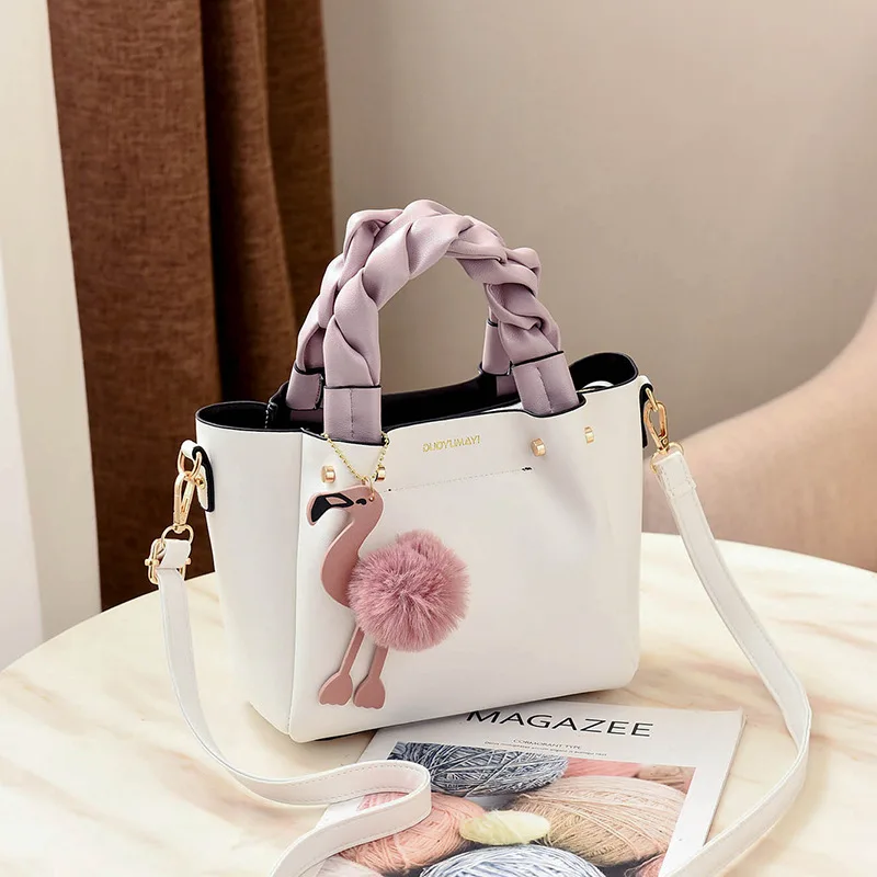 Дизайн, женская сумка, дамская сумочка, карман для телефона, мягкие женские сумки, лоскут, фламинго, кисточка, кожа, женские сумки через плечо