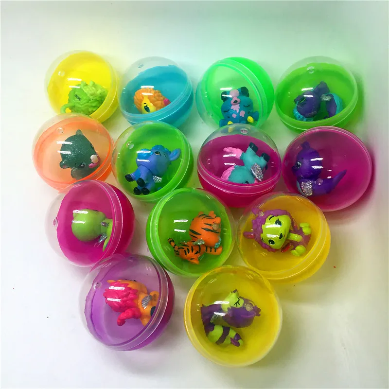 

10pc/lot 45mm diameter plastic color balls capsules toys with inside mini dolls toys randomly mix for vending machine