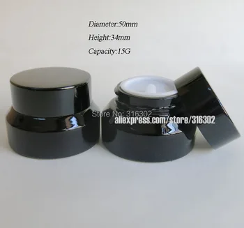 

12 x15G Empty Black Glass Jar With Black Lids 15G Glass Cosmetic Containers Cosmetic Packaging, 15G Glass Cream Jar