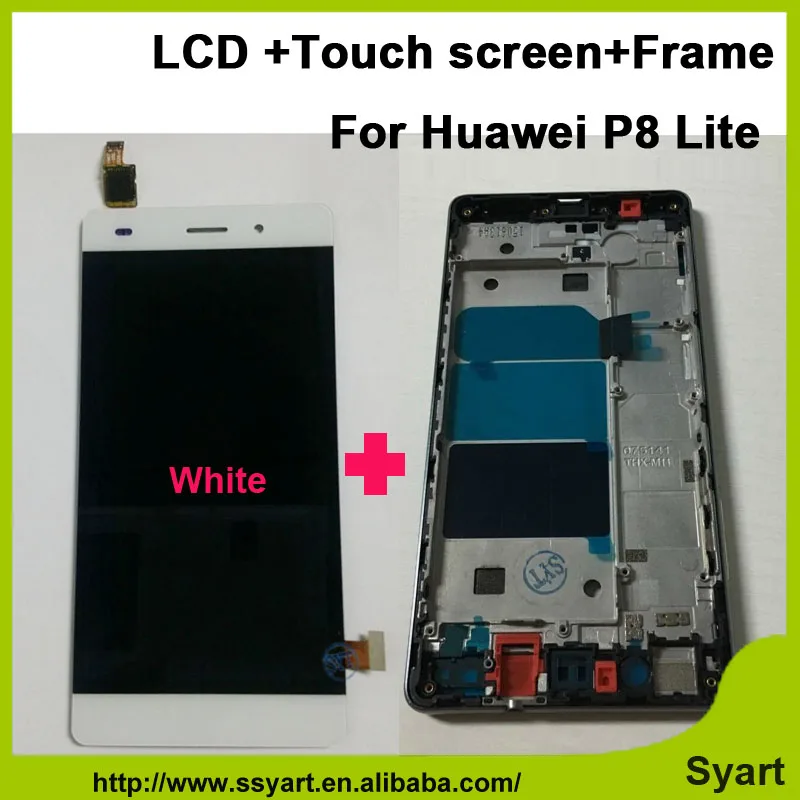 

5.0" Full Black White LCD Display Touch Screen Digitizer Glass +Frame Assembly For Huawei P8 Lite ALE-L04 L21 TL00 L23 CL00 L02