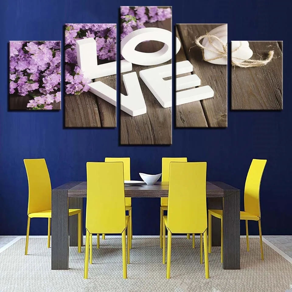 

Modular Cheap Pictures Prints 5 Panels Love Flower Unframed Modern Painting Wall Art For Living Room Home Decor Artwork Canvas