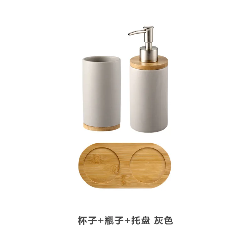 Матовая керамическая креативная многофункциональная зубная щетка, бамбуковые стаканы для ванной комнаты, бутылка для хранения посуды, контейнер для жидкости, набор - Цвет: 12