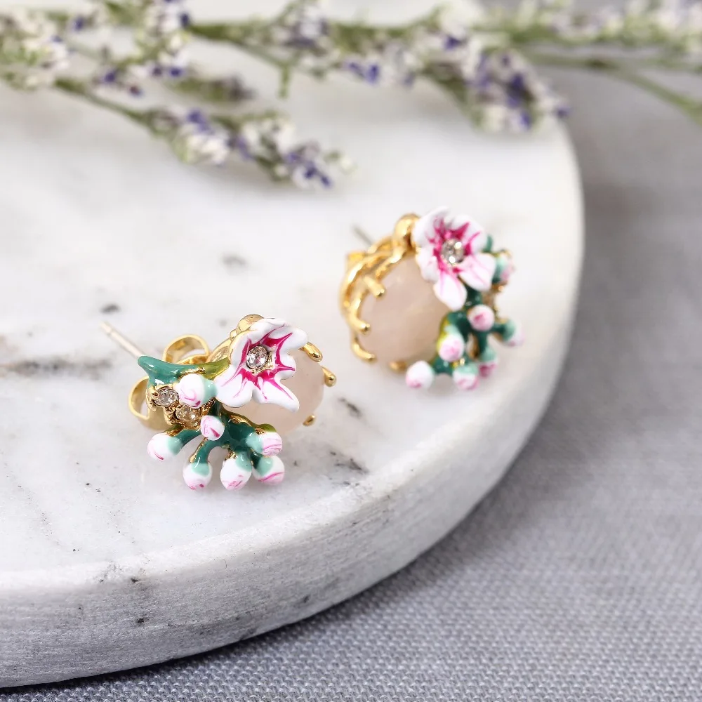 

the cherry blossom earring Silver 925Needle Prevent Allergy Woman Jewelry For Women Gift