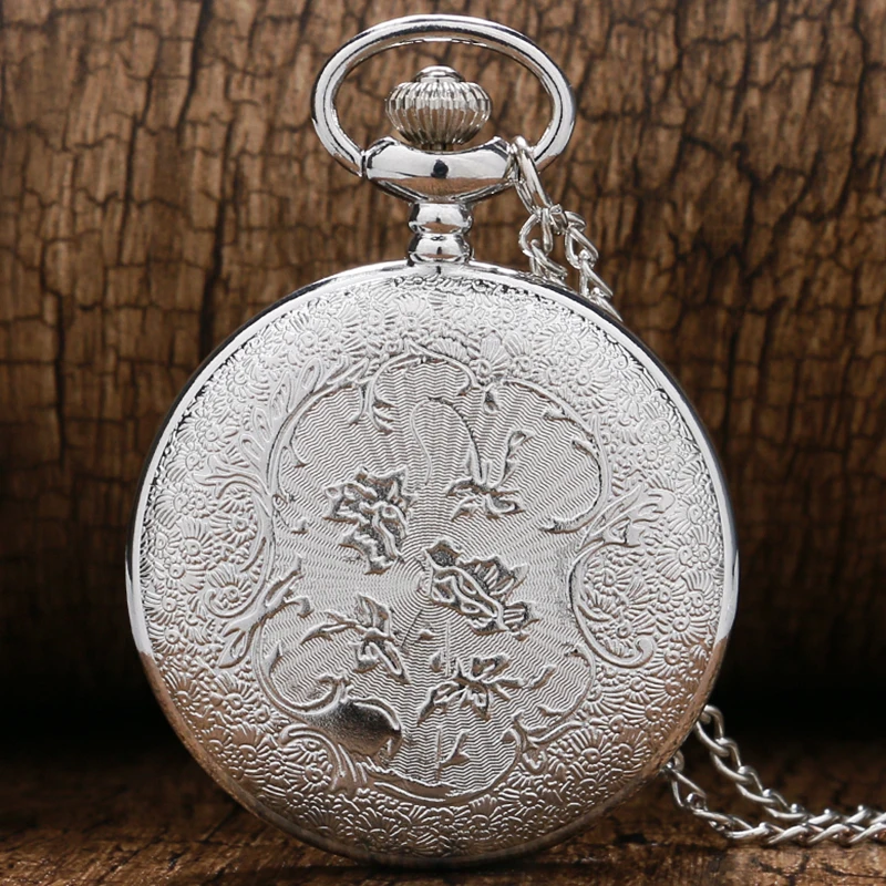 Популярные карманные часы серебристого цвета Pocketwatch римские цифры Кварцевые часы с подвеской ожерелье